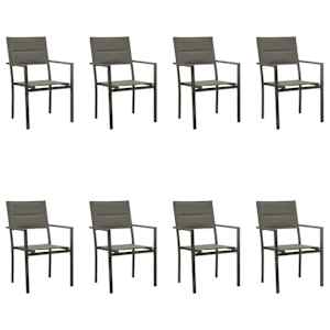 vidaXL 9 pcs conjunto de jantar para jardim a&ccedil;o e textilene preto