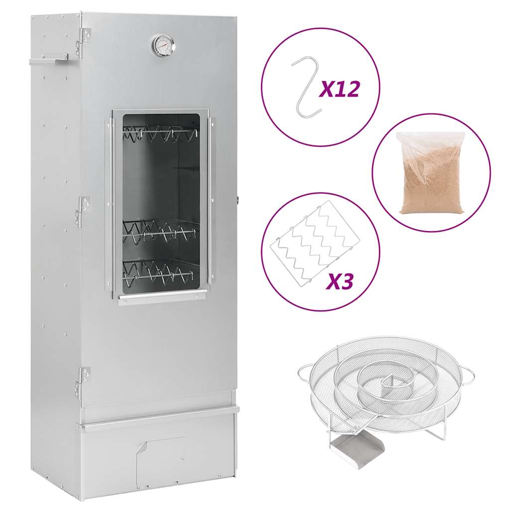 vidaXL BBQ Oven Smoker with Cold Smoke Generator Galvanised Steel