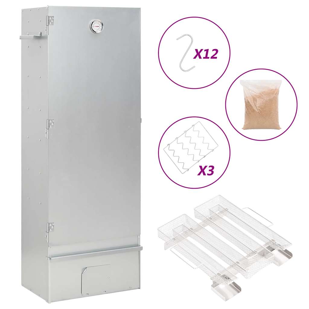 vidaXL BBQ Oven Smoker with Cold Smoke Generator Galvanised Steel