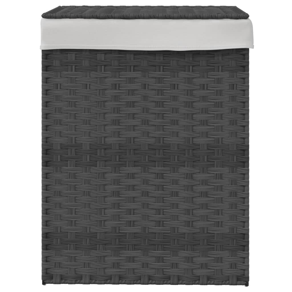 vidaXL Wasmand met deksel 46x33x60 cm poly rattan grijs afbeelding