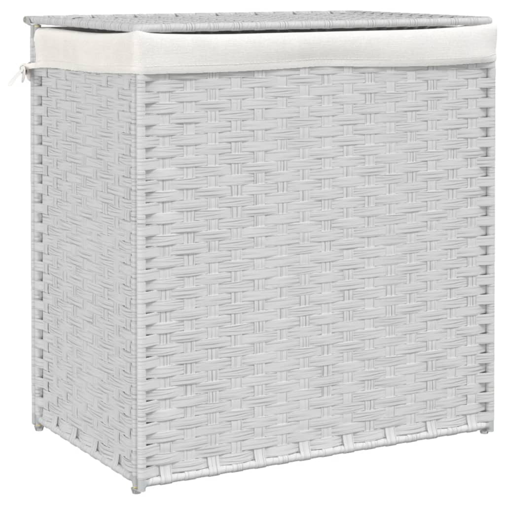 vidaXL Koš na prádlo se 2 sekcemi bílý 53 x 35 x 57 cm polyratan