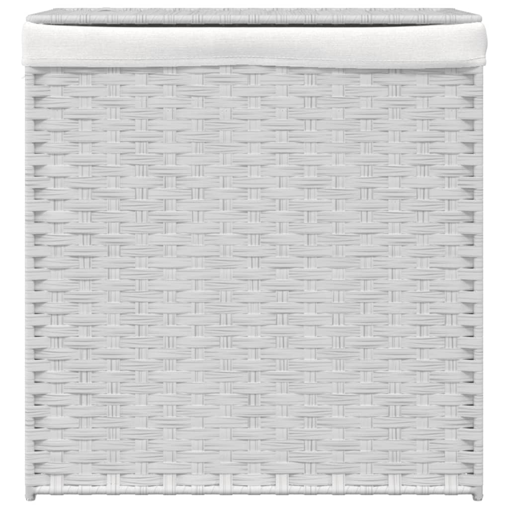 vidaXL fehér polyrattan szennyeskosár 2 rekesszel 53x33x57 cm
