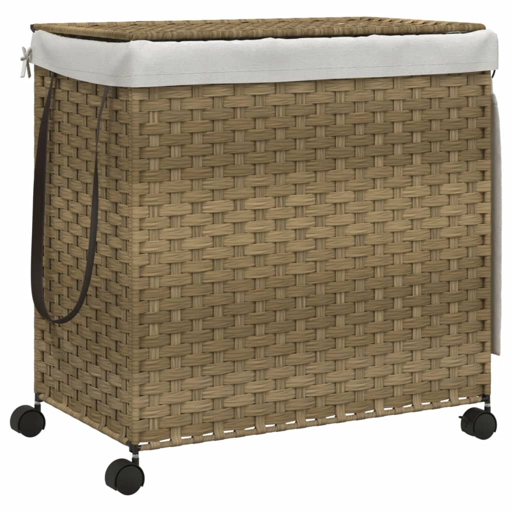 vidaXL Koš na prádlo s kolečky 60 x 35 x 60,5 cm ratan