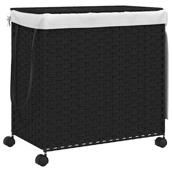 vidaXL ratastega pesukorv, must, 60 x 35 x 60,5 cm, rotang