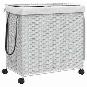 vidaXL ratastega pesukorv, valge, 60 x 35 x 60,5 cm, rotang