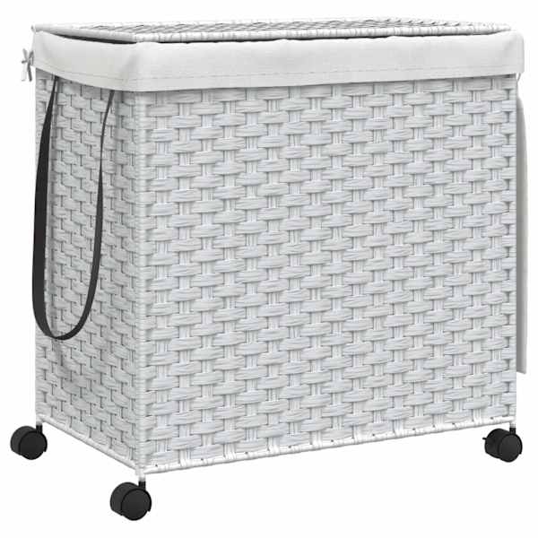 vidaXL ratastega pesukorv, valge, 60 x 35 x 60,5 cm, rotang