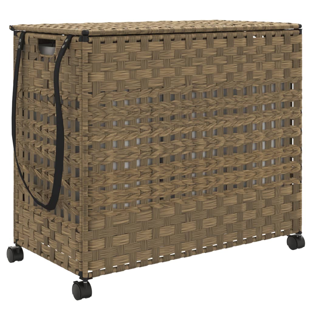 vidaXL Koš na prádlo s kolečky 66 x 35 x 60 cm ratan