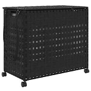 vidaXL ratastega pesukorv, must, 66 x 35 x 60 cm, rotang