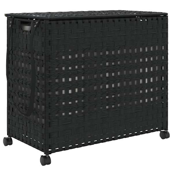 vidaXL ratastega pesukorv, must, 66 x 35 x 60 cm, rotang