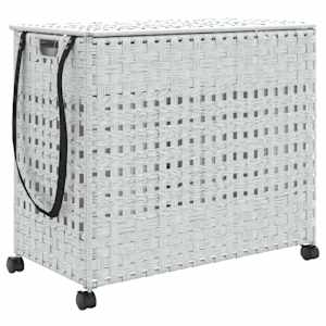 vidaXL ratastega pesukorv, valge, 66 x 35 x 60 cm, rotang