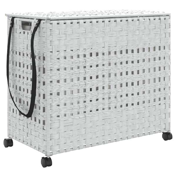 vidaXL ratastega pesukorv, valge, 66 x 35 x 60 cm, rotang
