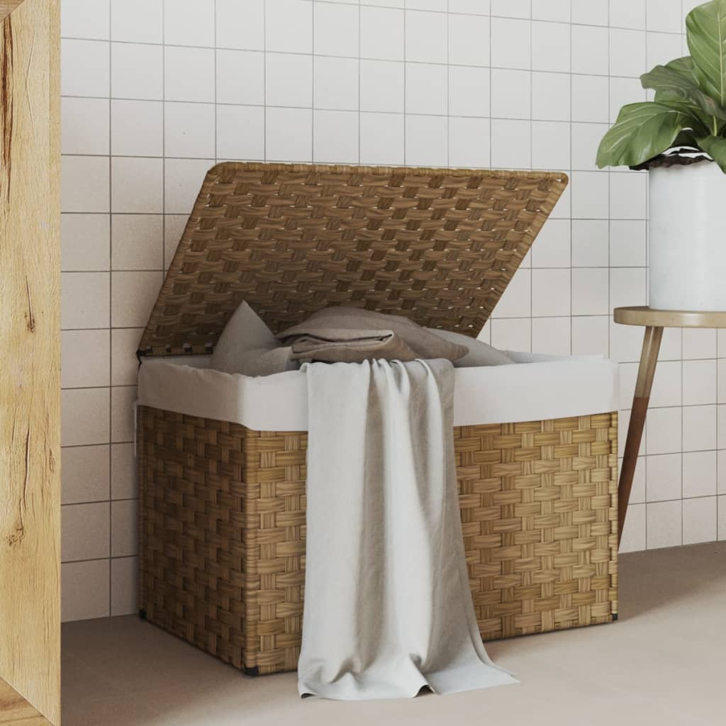 vidaXL vasketøjskurv med låg 55,5x35x34 cm polyrattan