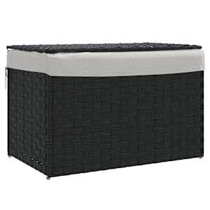 vidaXL kaanega pesukorv, must, 55,5 x 35 x 34 cm, pol&uuml;rotang