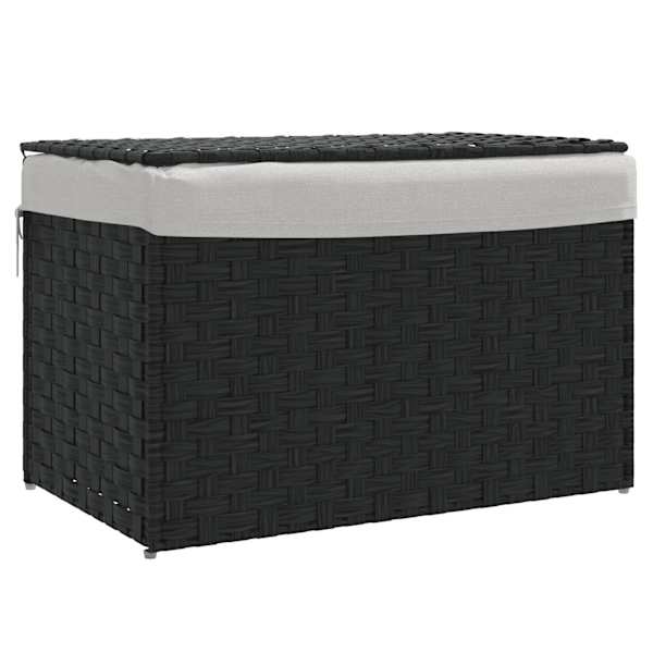 vidaXL kaanega pesukorv, must, 55,5 x 35 x 34 cm, pol&uuml;rotang