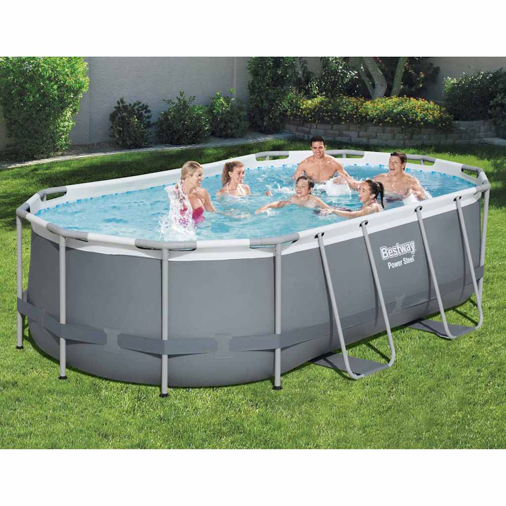 Bestway Power Steel Aufstellpool Oval 427x250x100 cm