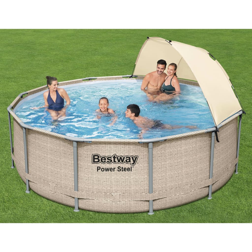 Bestway Power Steel Swimmingpool Set mit Dach 396×107 cm