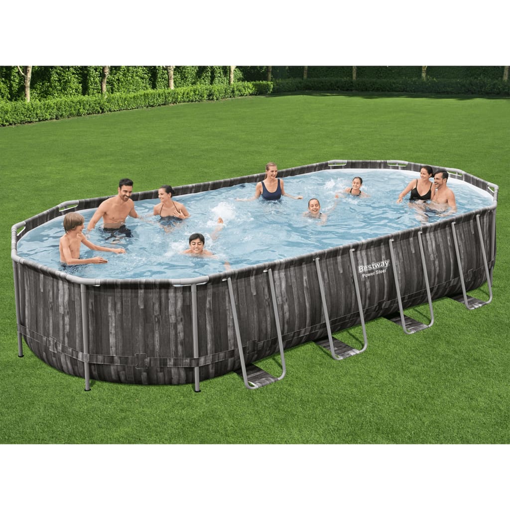 Bestway Swimmingpool Set Oval 7,32×3,66×1,22 m