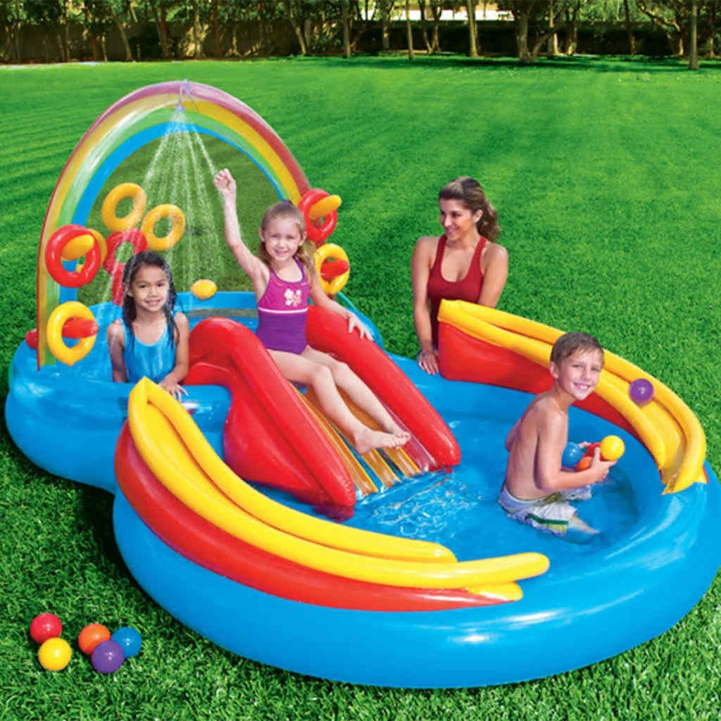 Intex Piscină gonflabilă Rainbow Ring Play 297x193x135 cm, 57453NP