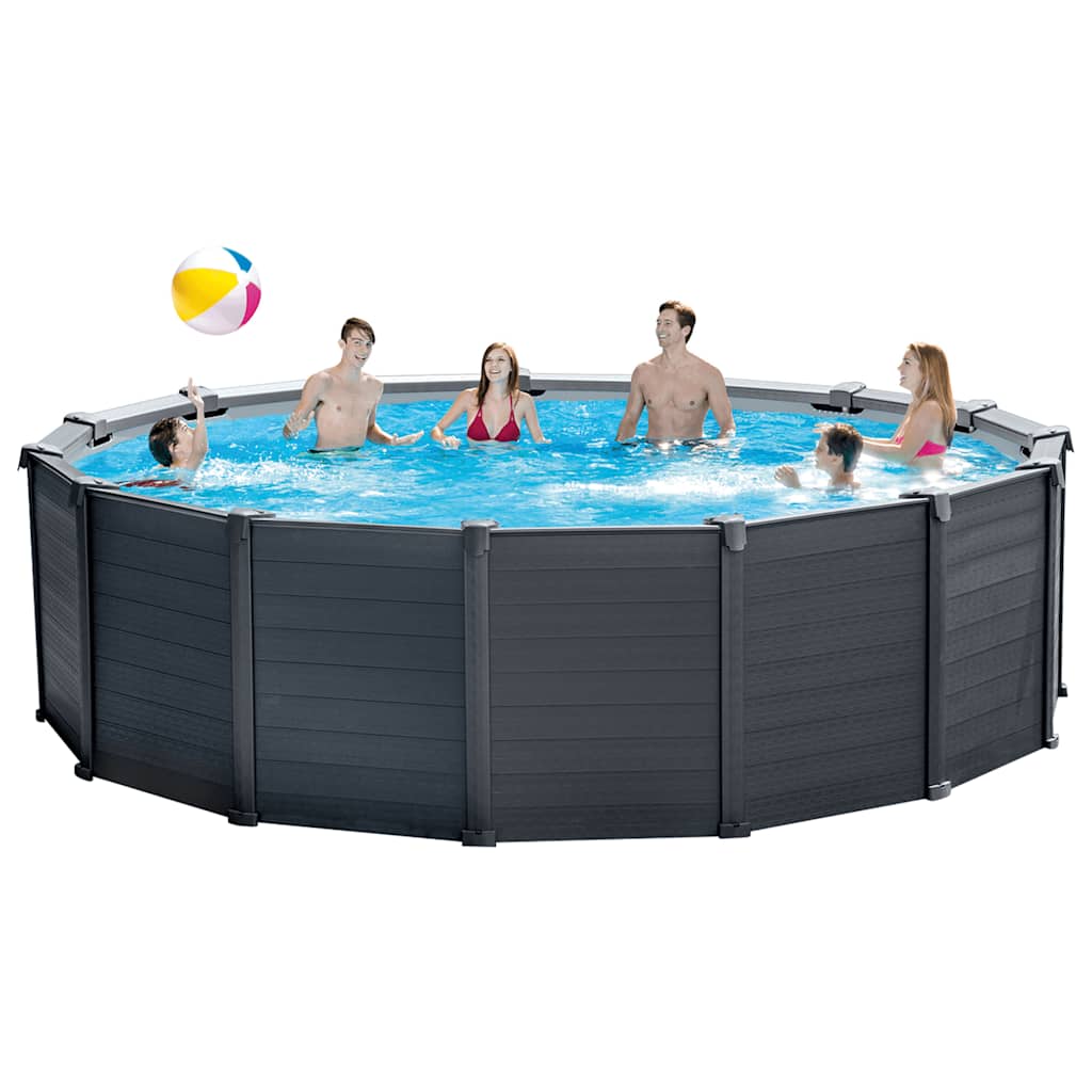 INTEX Zwembadset Graphite Gray Panel bovengronds 478x124 cm afbeelding