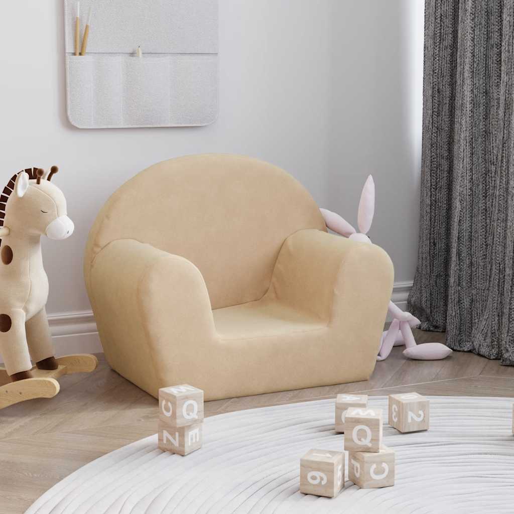 vidaXL Kindersofa Creme Weicher Plüsch