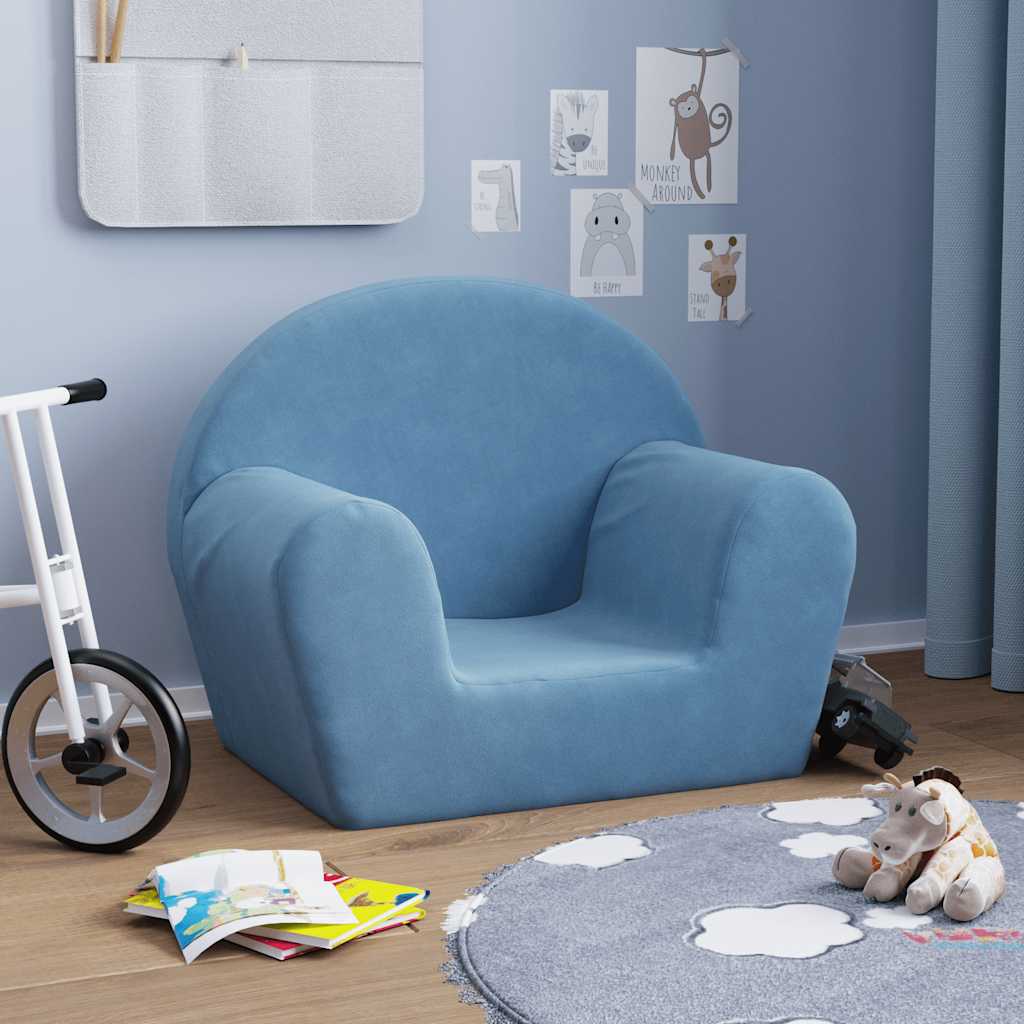 vidaXL Kindersofa Blau Weich Plüsch