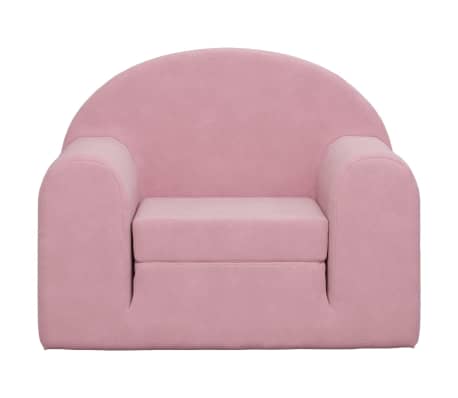 vidaXL Vaiki&scaron;ka sofa-lova, rožinės spalvos, mink&scaron;tas pliu&scaron;as