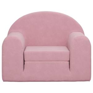 vidaXL Vaiki&scaron;ka sofa-lova, rožinės spalvos, mink&scaron;tas pliu&scaron;as