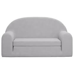 vidaXL Vaiki&scaron;ka dvivietė sofa-lova, &scaron;viesiai pilka, mink&scaron;tas pliu&scaron;as