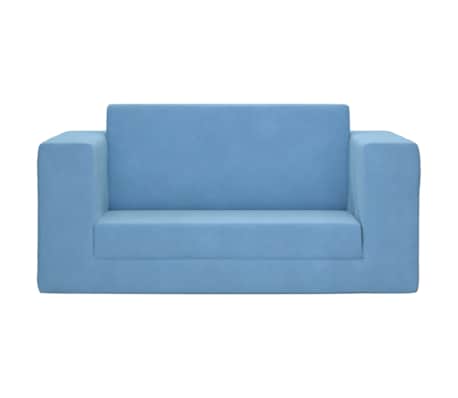 vidaXL Sof&aacute; cama de ni&ntilde;os 2 plazas felpa suave azul