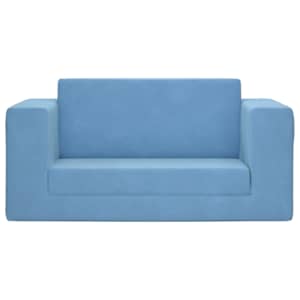 vidaXL Sof&aacute; cama de ni&ntilde;os 2 plazas felpa suave azul