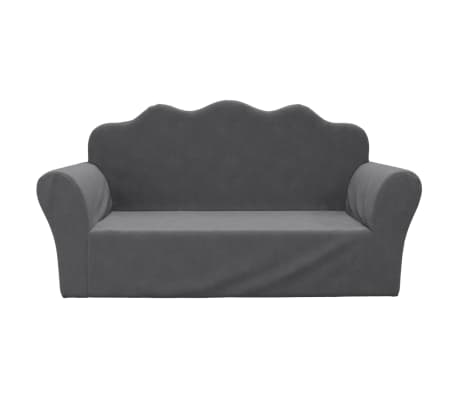 vidaXL Kindersofa 2-Sitzer Anthrazit Weich Pl&uuml;sch