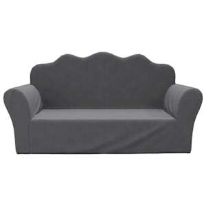 vidaXL Kindersofa 2-Sitzer Anthrazit Weich Pl&uuml;sch