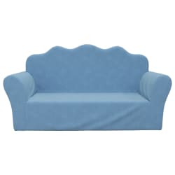 vidaXL Vaiki&scaron;ka dvivietė sofa, mėlynos spalvos, mink&scaron;tas pliu&scaron;as