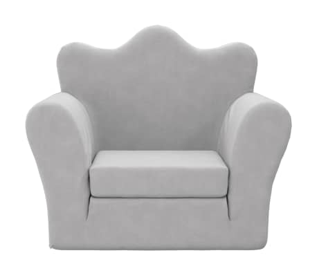 vidaXL 子供用ソファベッド ライトグレー ソフトプラッシュ