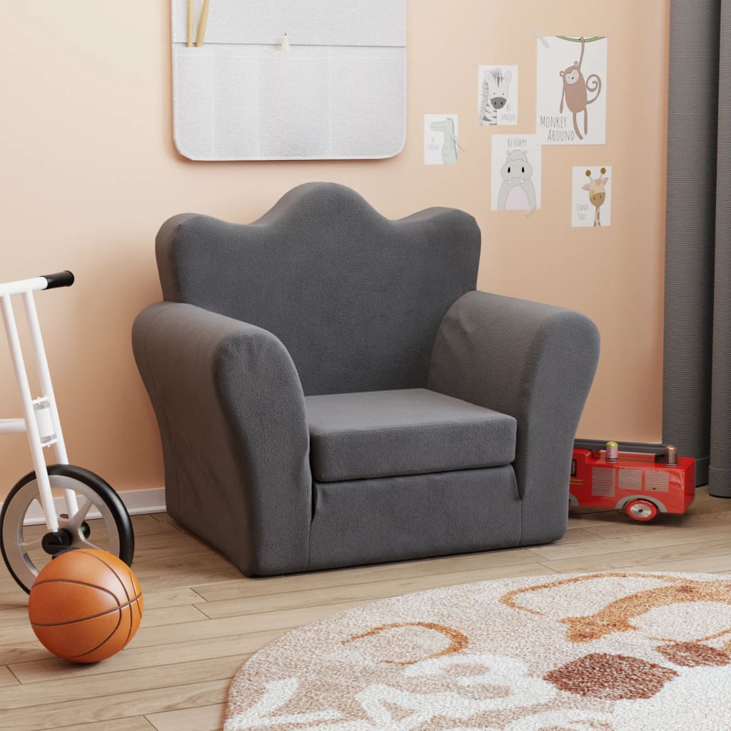 Thumbnail - vidaXL Schlafsofa für Kinder Anthrazit Weich Plüsch