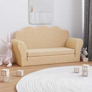 Raztegljiv otroški kavč dvosed krem mehak pliš