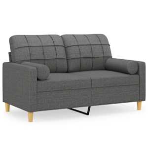 vidaXL 2-kohaline diivan patjadega, tumehall, 120 cm, kangas