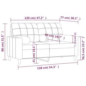 2místná pohovka s polštáři krémová 120 cm textil - obrázek 8