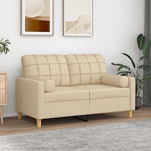 2místná pohovka s polštáři krémová 120 cm textil - obrázek 1