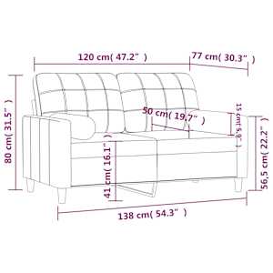 2místná pohovka s polštáři hnědá 120 cm textil - obrázek 8