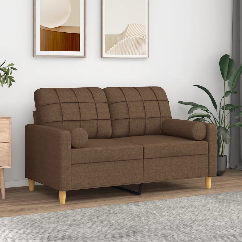 vidaXL 2-Sitzer-Sofa mit Zierkissen Braun 120 cm Stoff