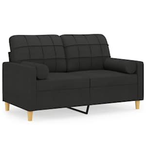 2místná pohovka s polštáři černá 120 cm textil - obrázek 2
