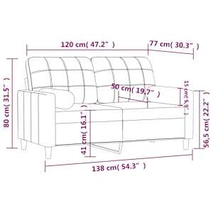2místná pohovka s polštáři černá 120 cm textil - obrázek 8