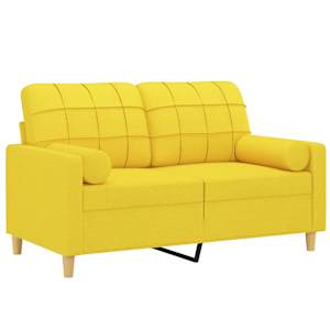 2místná pohovka s polštáři světle žlutá 120 cm textil - obrázek 3