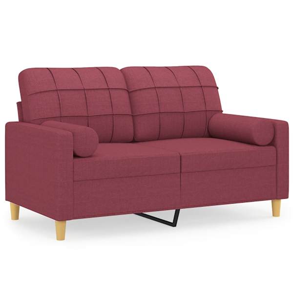 vidaXL 2-kohaline diivan patjadega, veinipunane, 120 cm, kangas