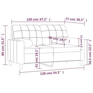 2místná pohovka s polštáři vínová 120 cm textil - obrázek 8