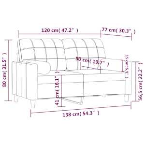 2místná pohovka s polštáři taupe 120 cm textil - obrázek 8