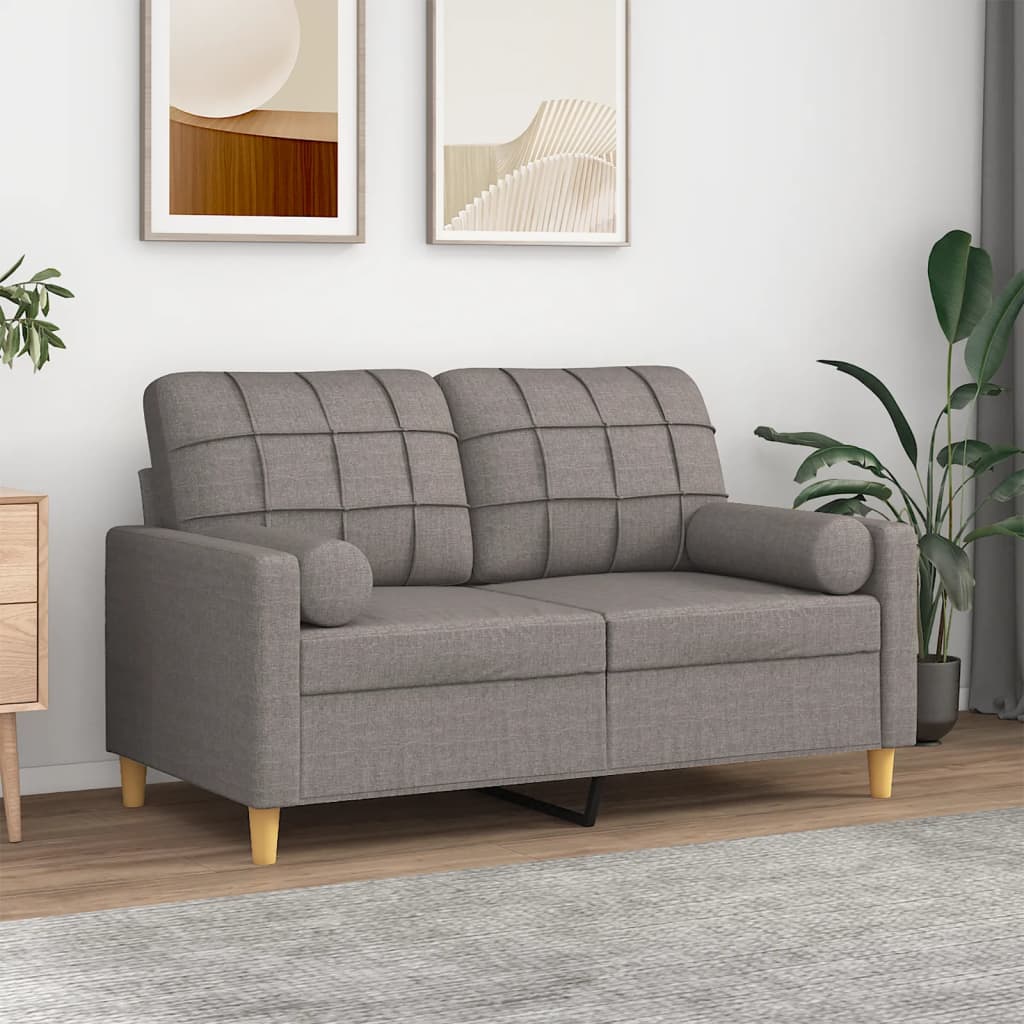 vidaXL 2-Sitzer-Sofa mit Zierkissen Taupe 120 cm Stoff