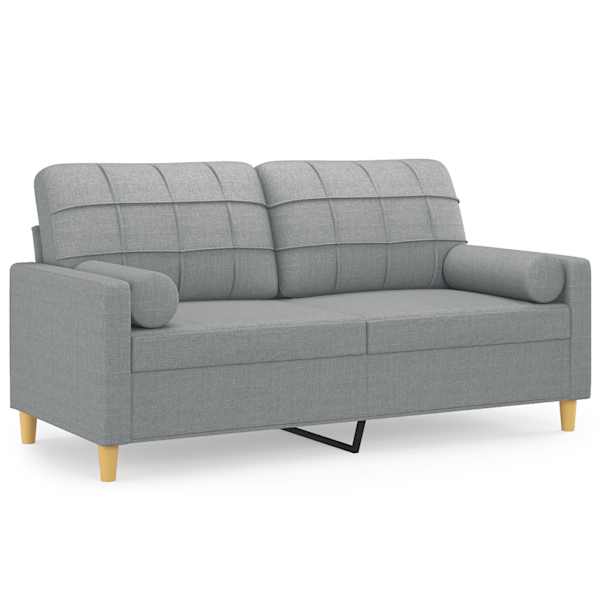 vidaXL 2-kohaline diivan patjadega, helehall, 140 cm, kangas