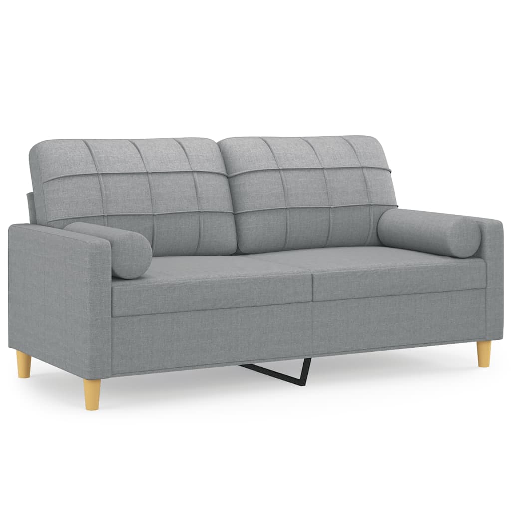 Image of vidaXL 2-Seater Sofa with Throw Pillows Light Grey 140 cm Fabric